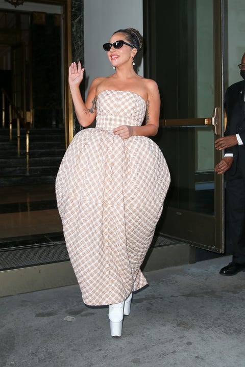Celebrity Sightings In New York City - August 05, 2021 lady gaga christopher john rogers dress