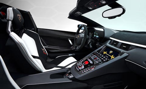 Land vehicle, Vehicle, Car, Center console, Automotive design, Steering wheel, Gear shift, Sports car, Supercar, Lamborghini aventador, 