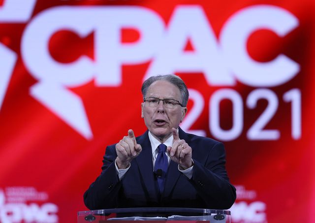 orlando, florida   february 28 wayne lapierre, national rifle association, addresses the conservative political action conference held in the hyatt regency on february 28, 2021 in orlando, florida begun in 1974, cpac brings together conservative organizations, activists, and world leaders to discuss issues important to them photo by joe raedlegetty images