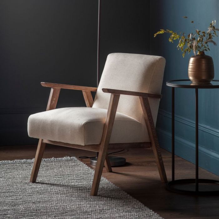 cream wooden armchair