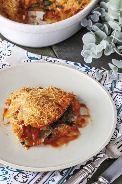 lasaña de patatas y espinacas