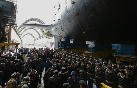 Kazan nuclear-powered attack submarine launches in Severodvinsk