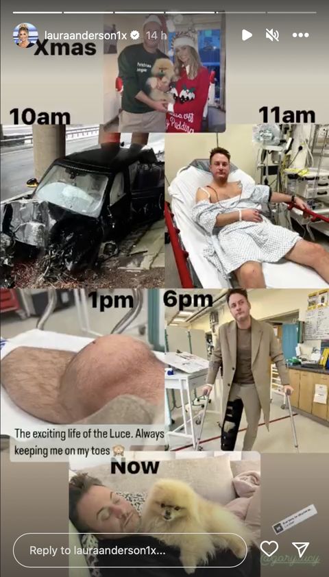 accidente automovilístico del día del boxeo de gary lucy, historia de instagram de laura anderson