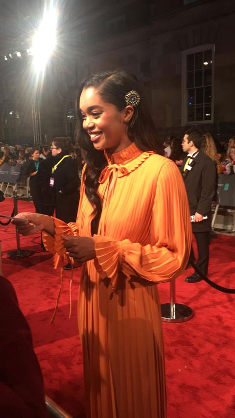 Laura Harrier on the BAFTA Awards 2019 red carpet Laura Harrier on the BAFTA Awards 2019 red carpet