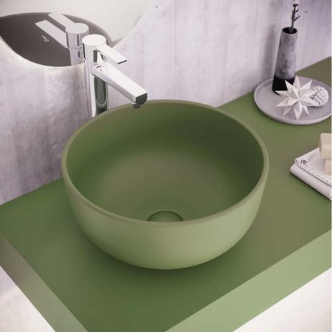 lavabo redondo de color verde benzo