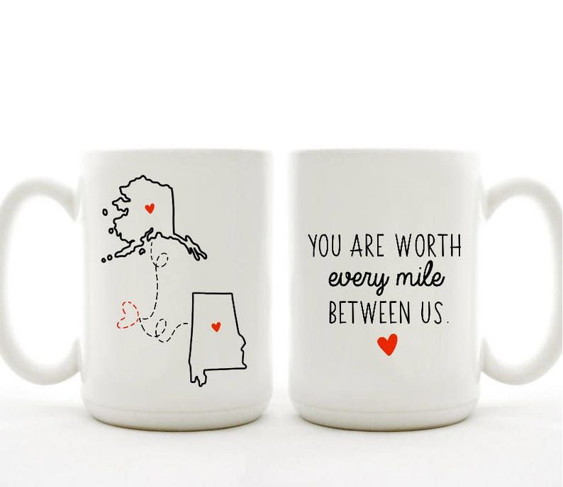 Someone in alaska valentines day gift love from Alaska coffee cup Long distance relationship Missing you gifts Love from afar valentines mug