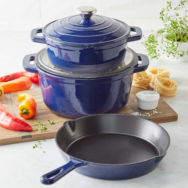 Le Creuset Signature Round Ink Blue Enameled Cast Iron Dutch Ovens with  Lids