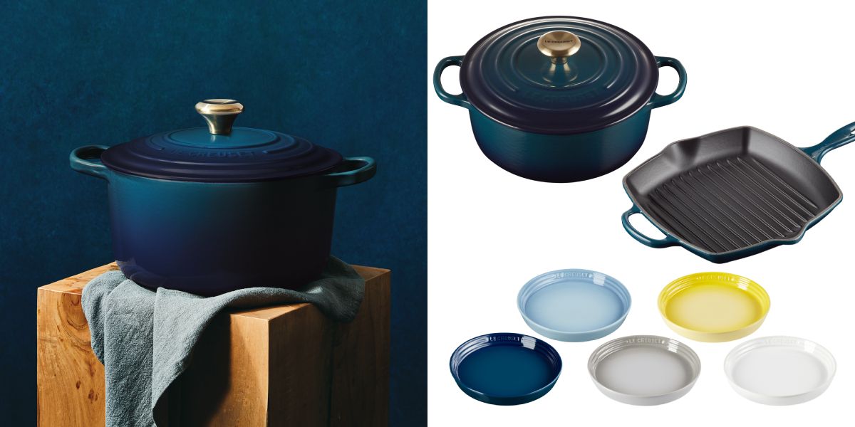 Le Creuset「極光午夜藍系列」新色上市！典藏鑄鐵圓鍋、方型烤盤等多款