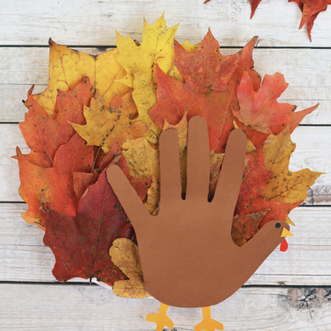 leaf crafts handprint turkey