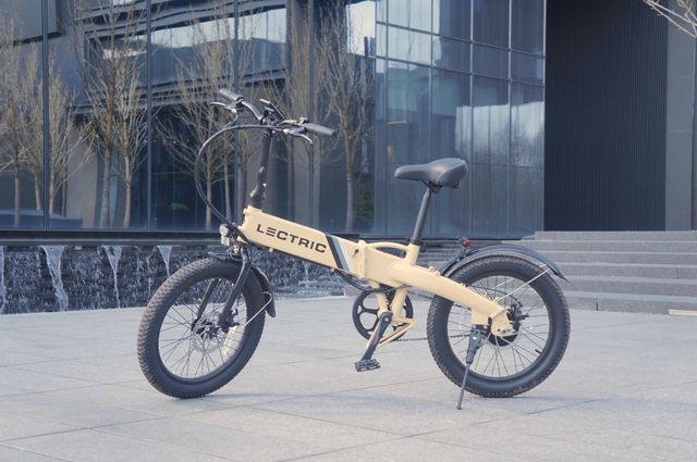 the xp lite folding ebike in the paint choice sandstorm