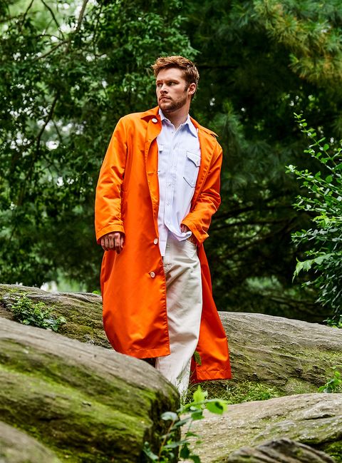 People in nature, Orange, Clothing, Outerwear, Suit, Formal wear, 