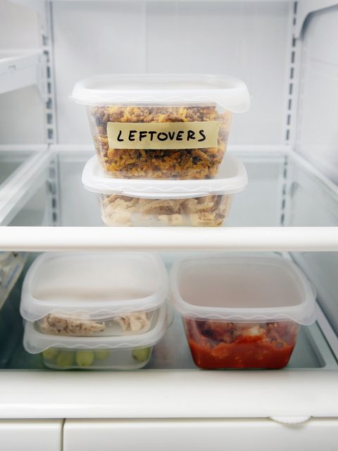 leftover containers in refrigerator