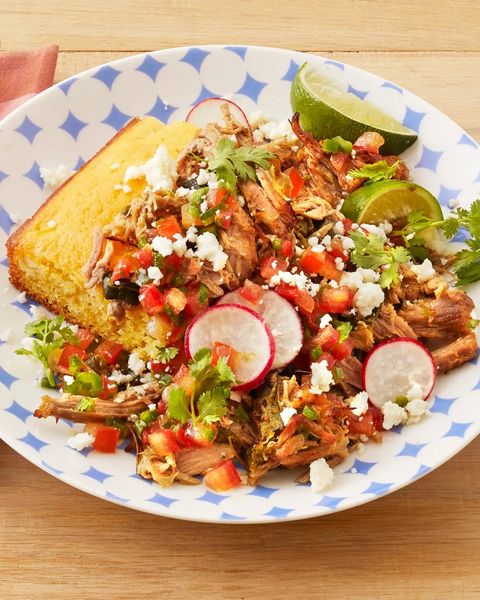 carnitas with cornbread radishes and limes