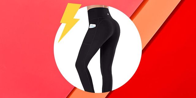 amazon black highwaisted leggings with side pocket and cell phone inside it