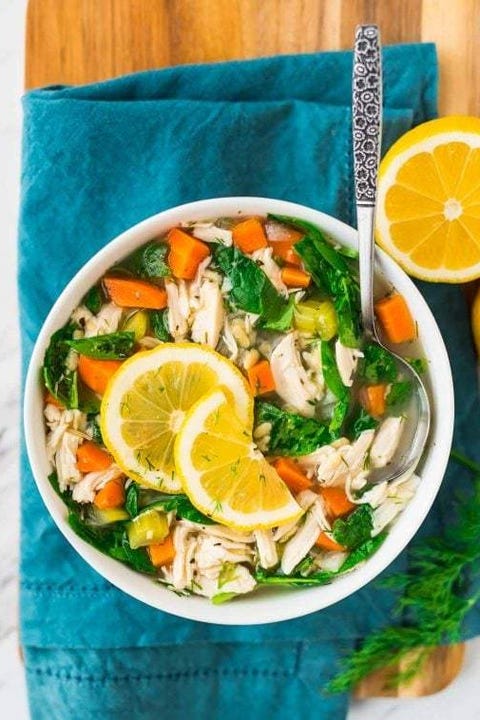 healthy slow-cooker soups: lemon chicken orzo soup