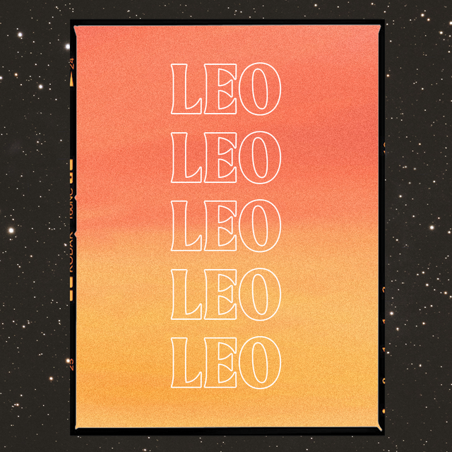the word leo in stylized white letters over an orange background