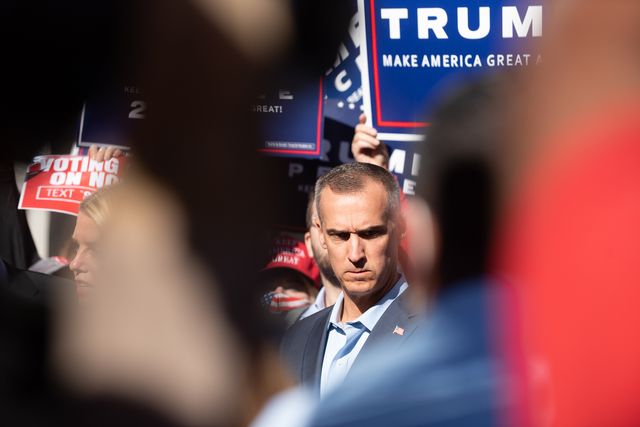 representatives of the trump campaign, corey lewandowski takes a rally in front of the pennsylvania convention center in philadelphia as the presidential election is counted inside on november 5th, 2020 photo by zach d robertsnurphoto via getty images