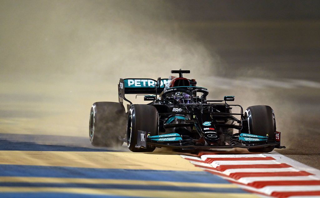 Lewis Hamilton Mercedes Are No Match For Sand Or The Field On Day 1 Of Bahrain Test