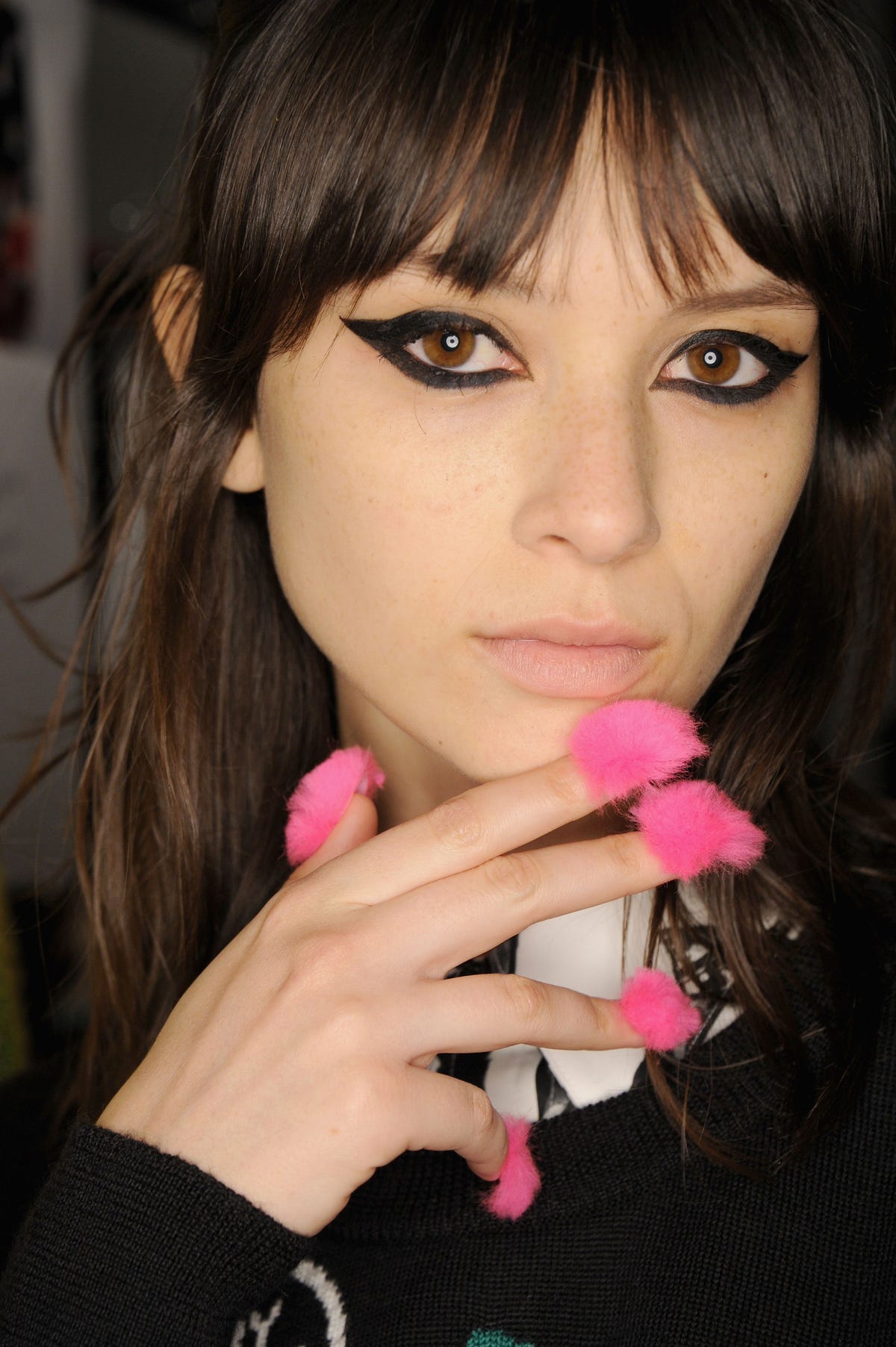 Hot Pink Puff Balls Are The New Faux Fur Nail Trend For Spring