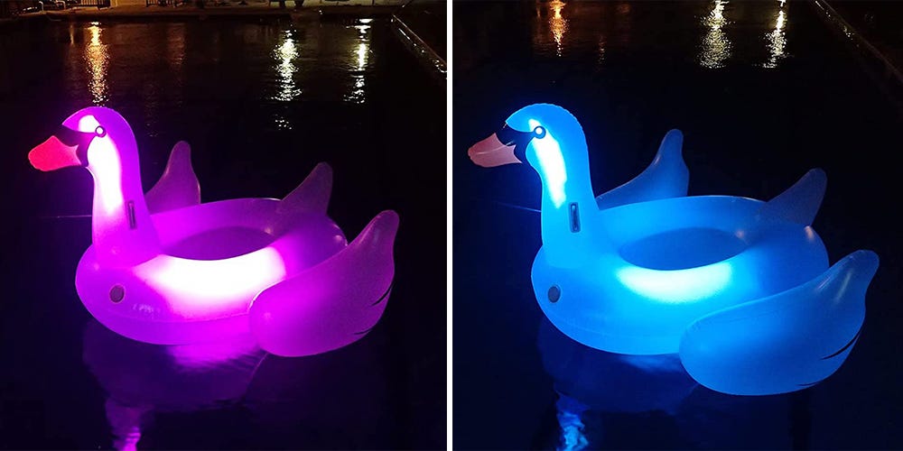 This Light-Up Swan Pool Float Will Make Night Swimming So Much Better