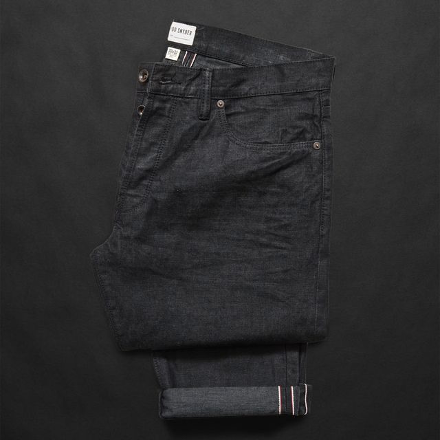 slim fit lightweight japanese selvedge jean in charcoal