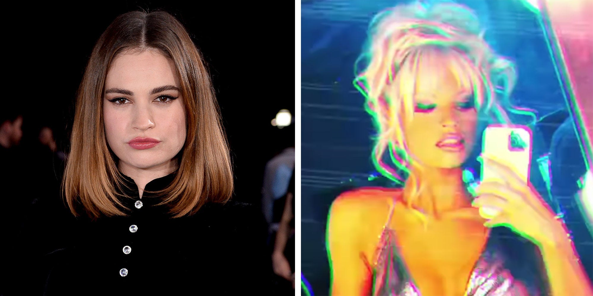 Lily James Shared a Set Selfie of Herself as Pamela Anderson and the Resemblance Is Insane