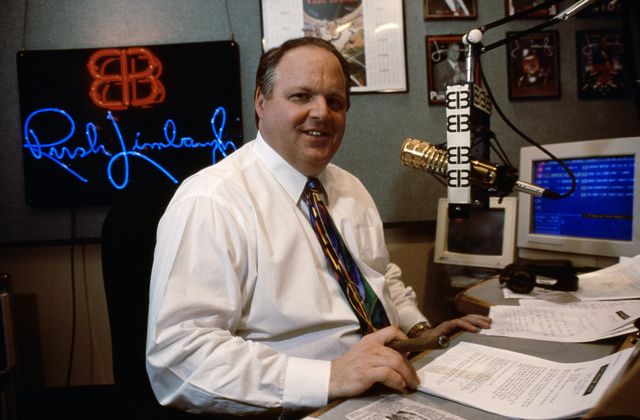 rush limbaugh in his studio during his radio show photo by mark petersoncorbis via getty images