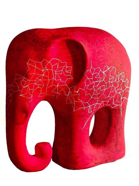 Elephant, Red, Pink, Elephants and Mammoths, Mouth, Tooth, Magenta, Ear, 