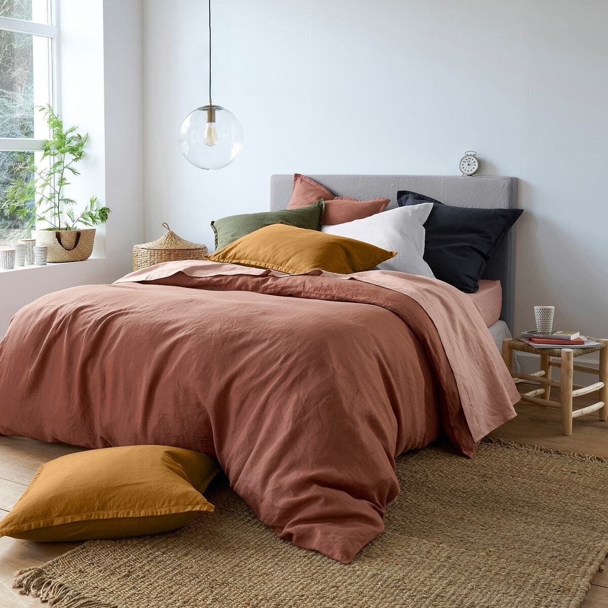 washed linen plain duvet cover by la redoute