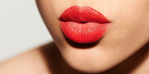 Lip, Red, Lipstick, Mouth, Close-up, Skin, Beauty, Chin, Cheek, Lip gloss, 