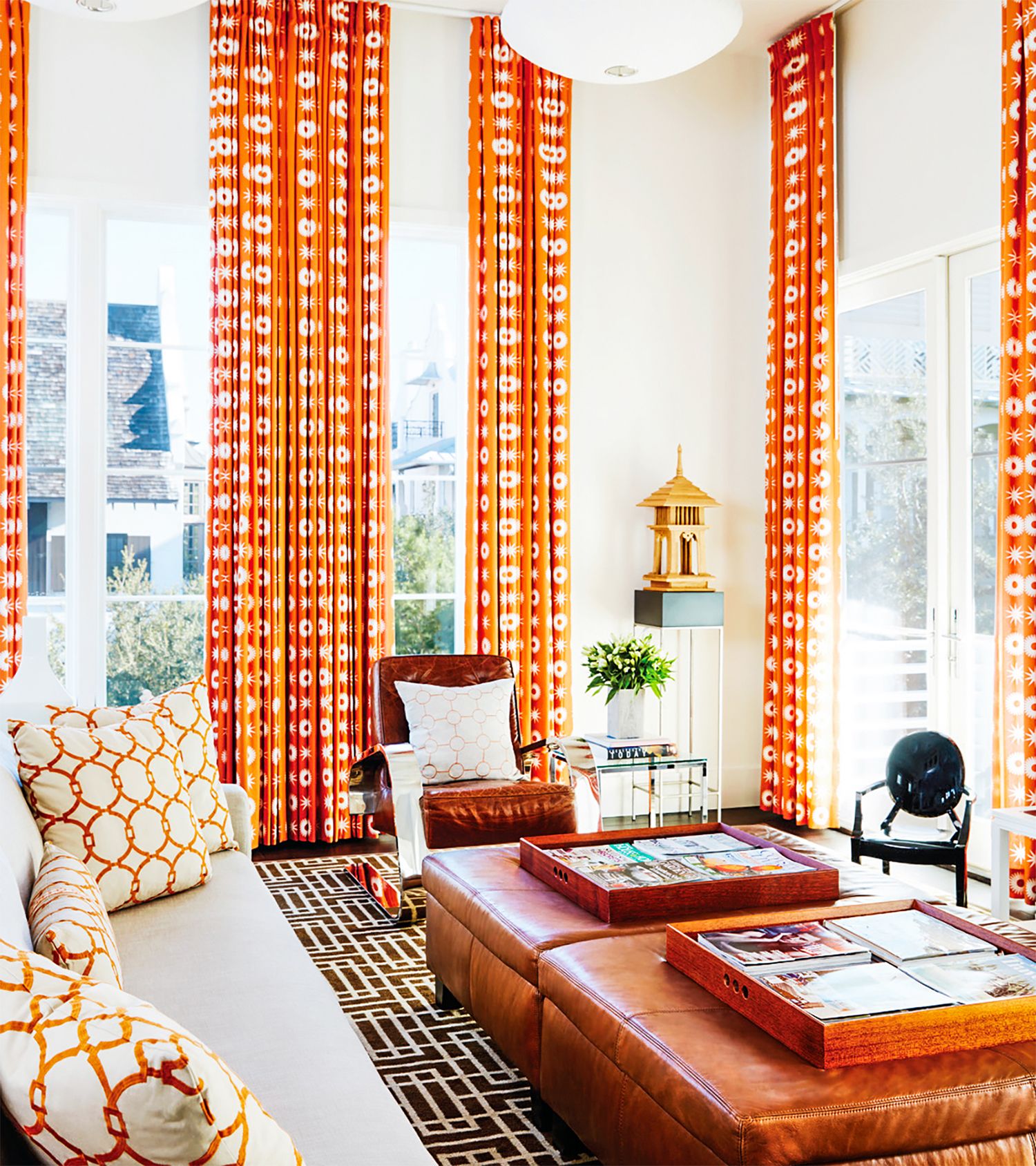 20 Best Living Room Curtain Ideas, Orange Curtains Living Room Ideas