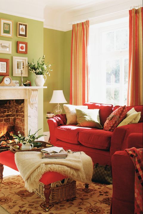 20 Best Living Room Curtain Ideas, Orange Striped Curtains
