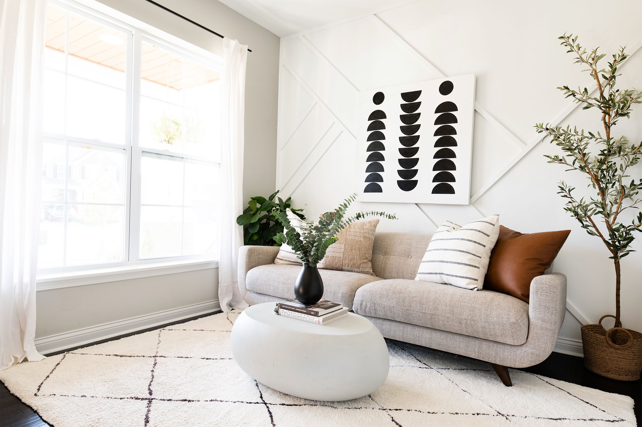 white and black art deco living rooms