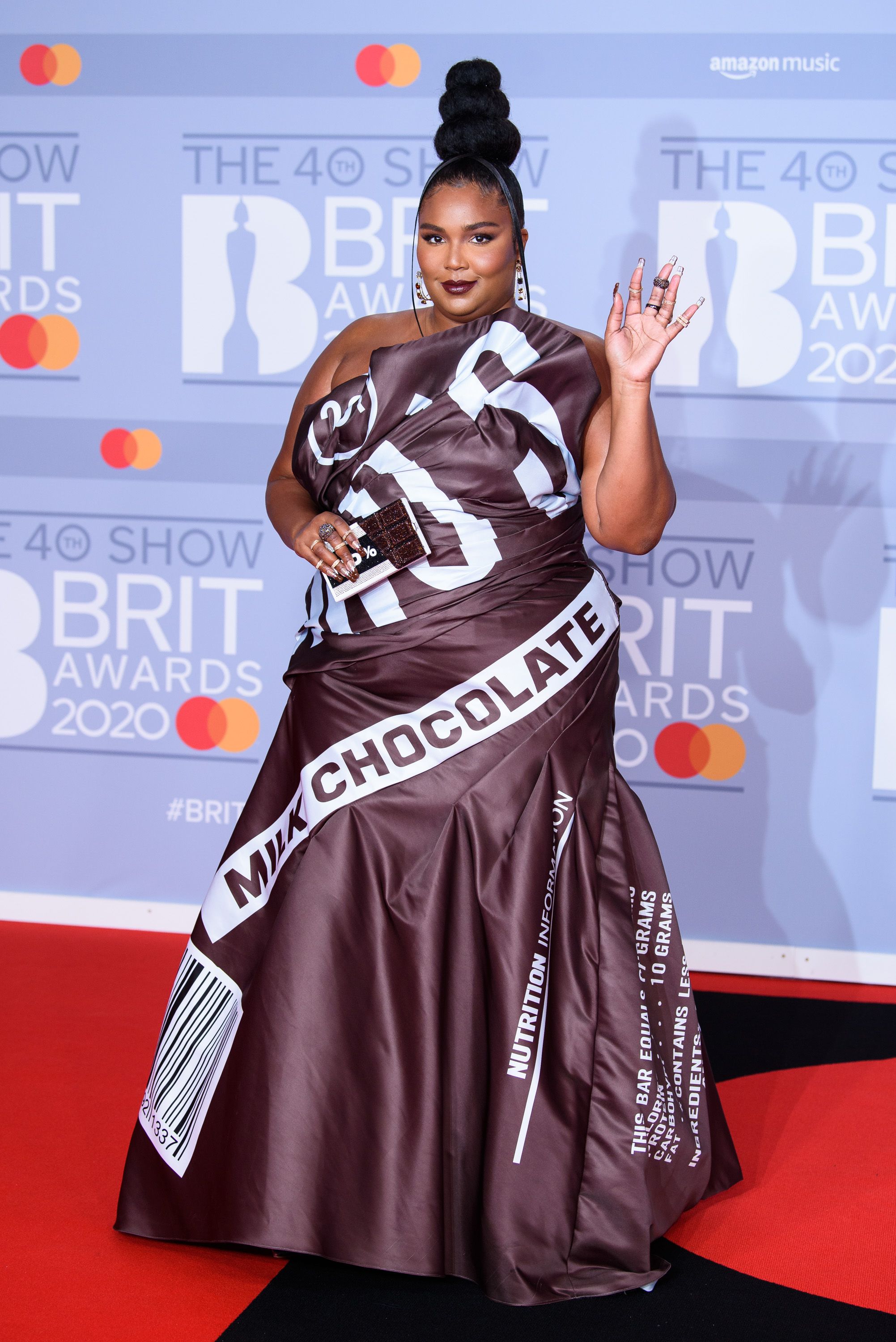 Lizzo Dons Chocolate Bar-Inspired Dress to Brit Awards 2020