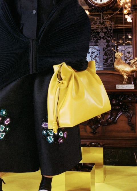 loewe fall 2021 yellow drawstring bag