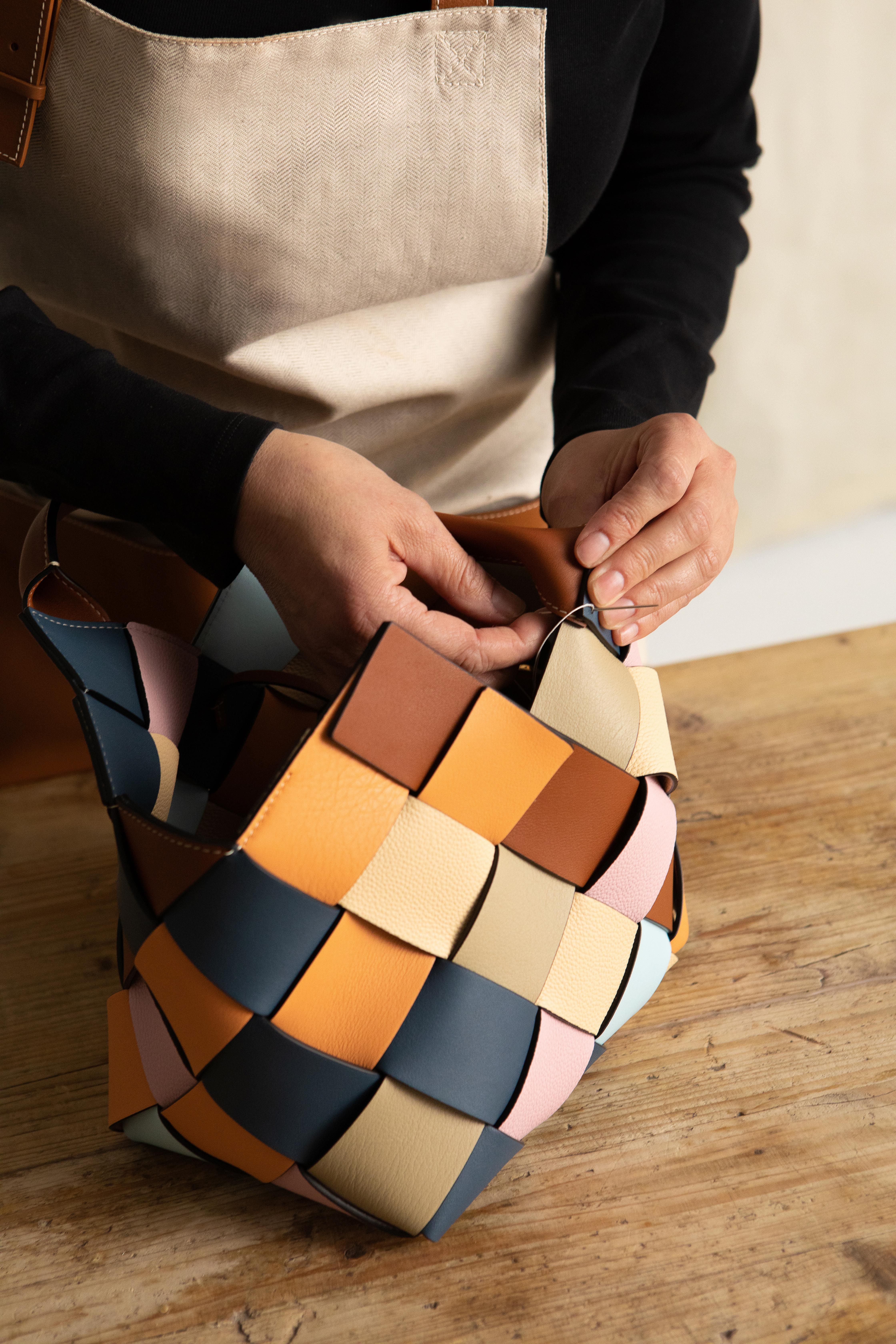 loewe woven leather bolsa