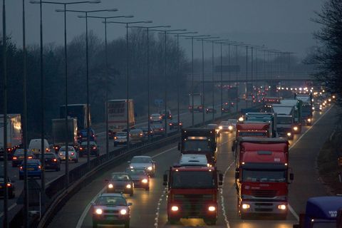 Traffic On M1 Motorway, England, UK