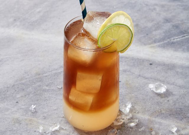 long island iced tea with homemade sour mix and citrus garnish
