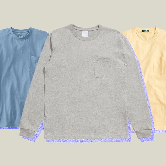a longsleeve grey shirt laid in front of blue longsleeve shirt and a yellow longsleeve shirt