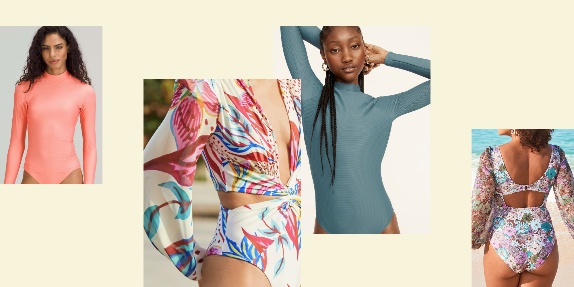 Women Two Piece Swimsuits Long Sleeve Mesh Sleeve Top Swimwear Sport Style Bikini Bathing Suits 