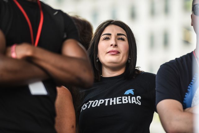 washington, dc   july 06 laura loomer waits backstage during a "demand free speech" rally on freedom plaza on july 6, 2019 in washington, dc the demonstrators are calling for an end of censorship by social media companies photo by stephanie keithgetty images