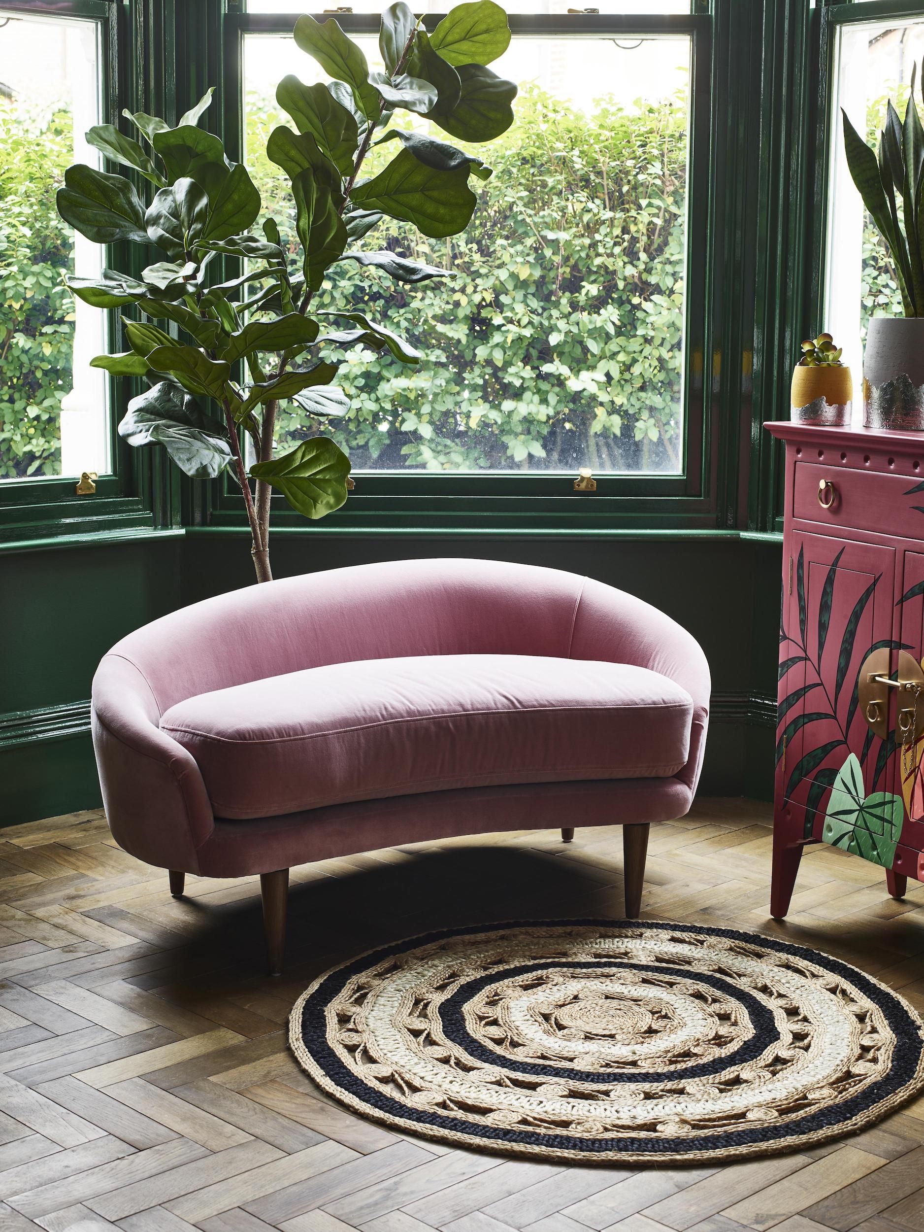 1+2 Seater Corner Velvet Armchair/ Sofa Footstool Pouffe Seat Blush Pink Sofas 