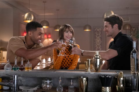 lucien laviscount , lily collins, lucas bravo, emily in paris, season 3