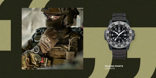 man in army gear wearing luminous watch