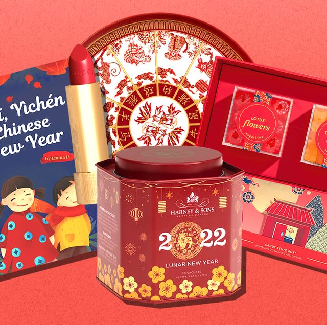 chinese new year book, gucci lipstick, lunar lazy susan set, sugar fina lunar new year set, harney and sons tea