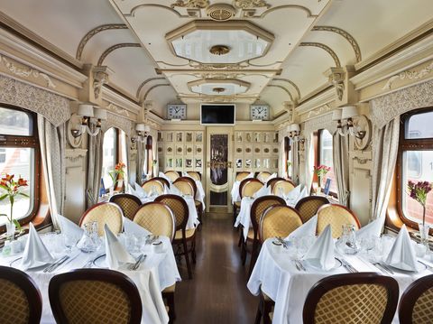 A luxury dining car on the trans siberian express