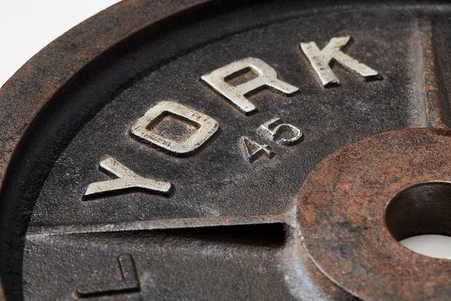 close up of an iron weight