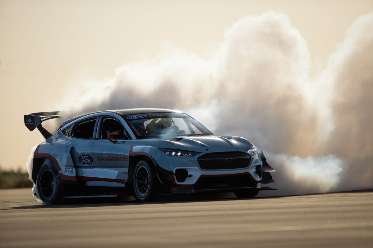 Watch Ken Block Melt Tires In The Mustang Mach E 1400