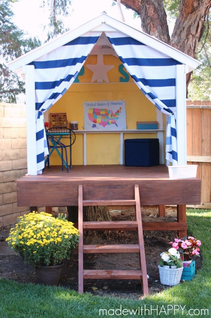 22 Kids Playhouse Ideas Outdoor, Small Wooden Playhouse With Slide