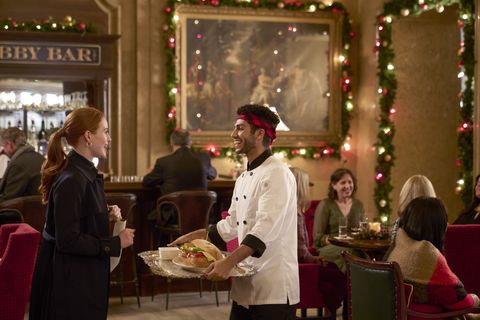 madelaine petsch and mena massoud, hotel for the holidays